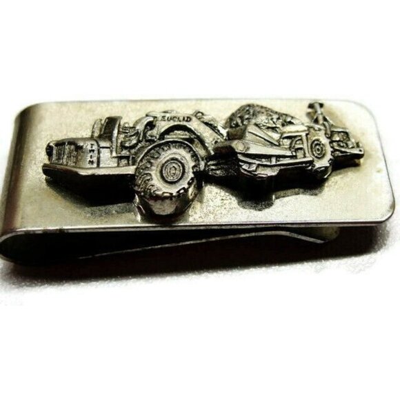 Money Clip Euclid Scraper Dirt Mover Stainless Steel Wallet Vintage Silver Tone - Picture 1 of 6
